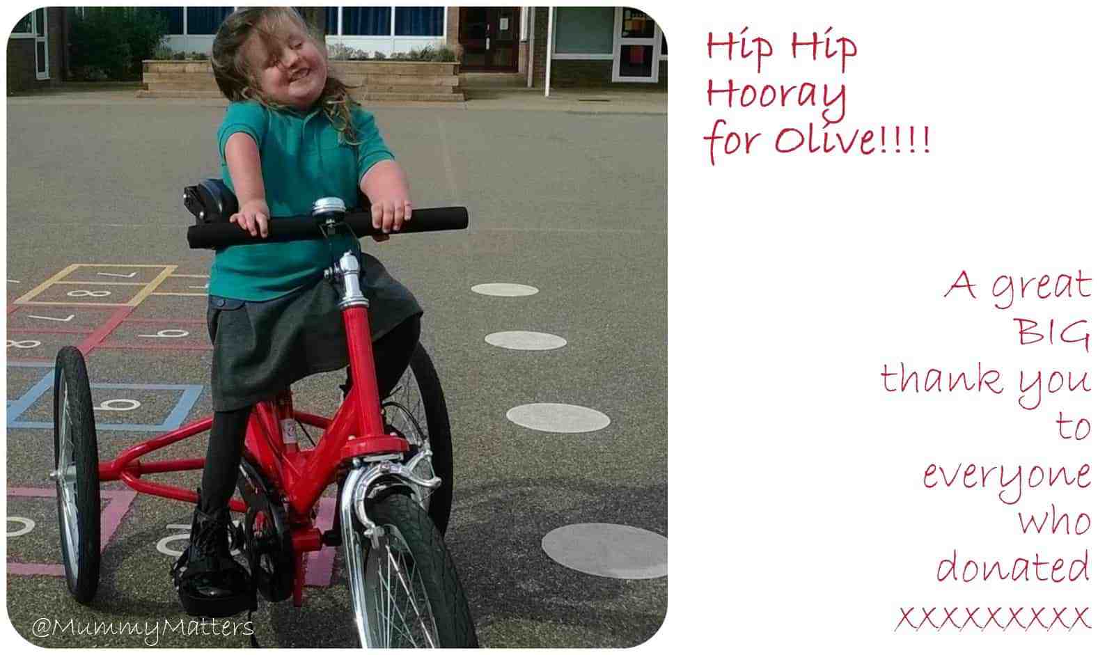 Thank you!!!! Olive's Bike is being made . . . 2