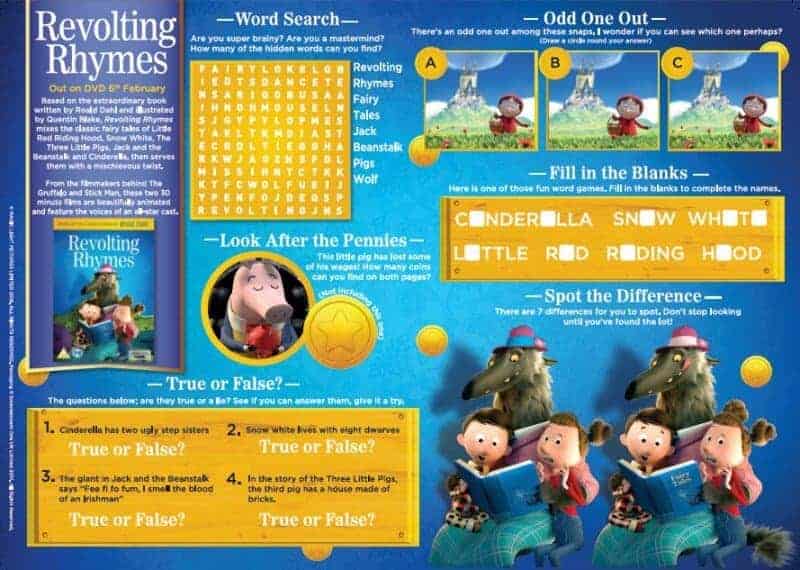 Revolting Rhymes Activity Sheet 