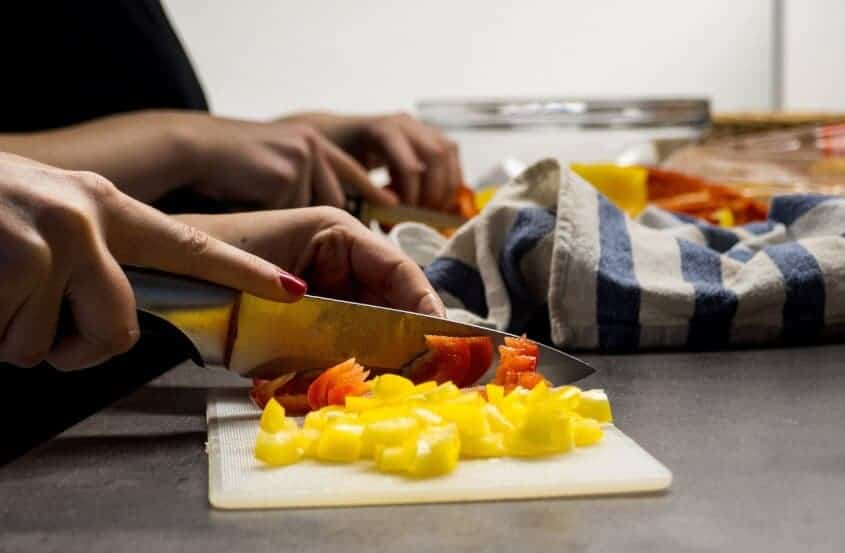 Cutting Vegetables Cook Fruit Woman Hands Cooking