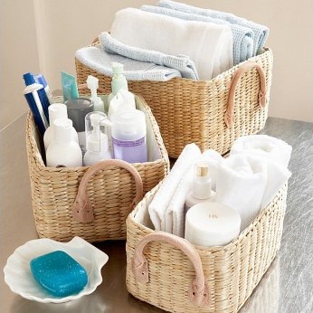 Soft rush baskets bathroom storage