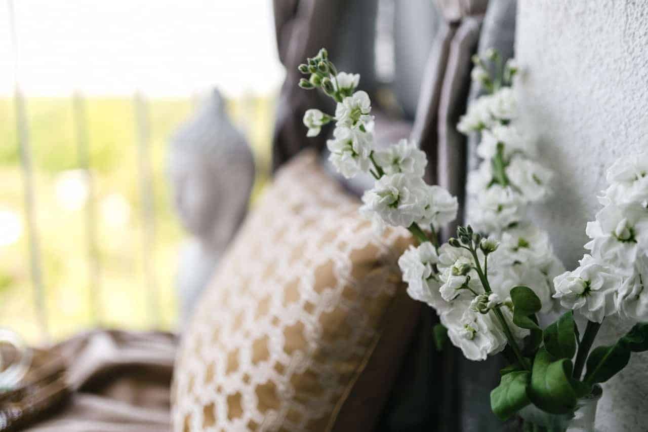 White flowers and pillow