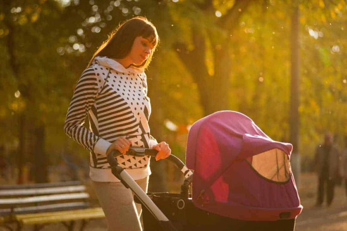 Lady with baby stroller