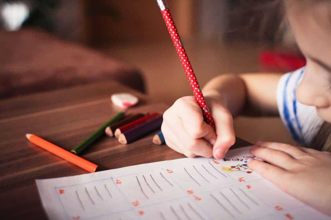 Child doing schoolwork