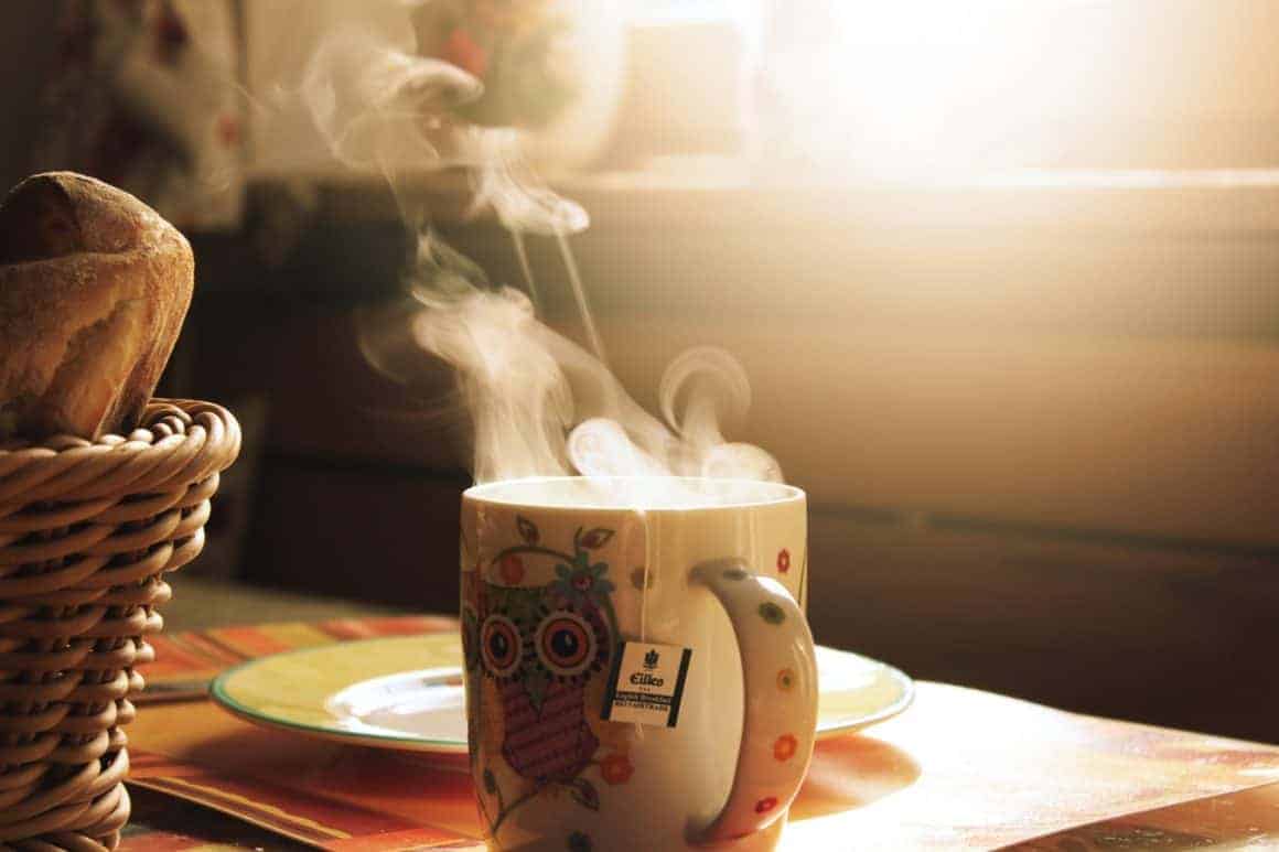 Steaming mug of drink