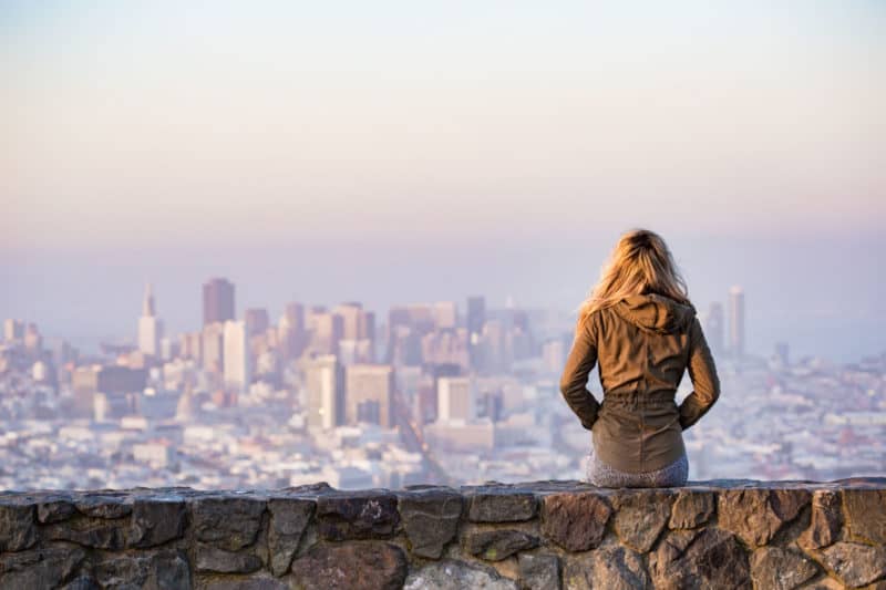 Lady overlooking New York