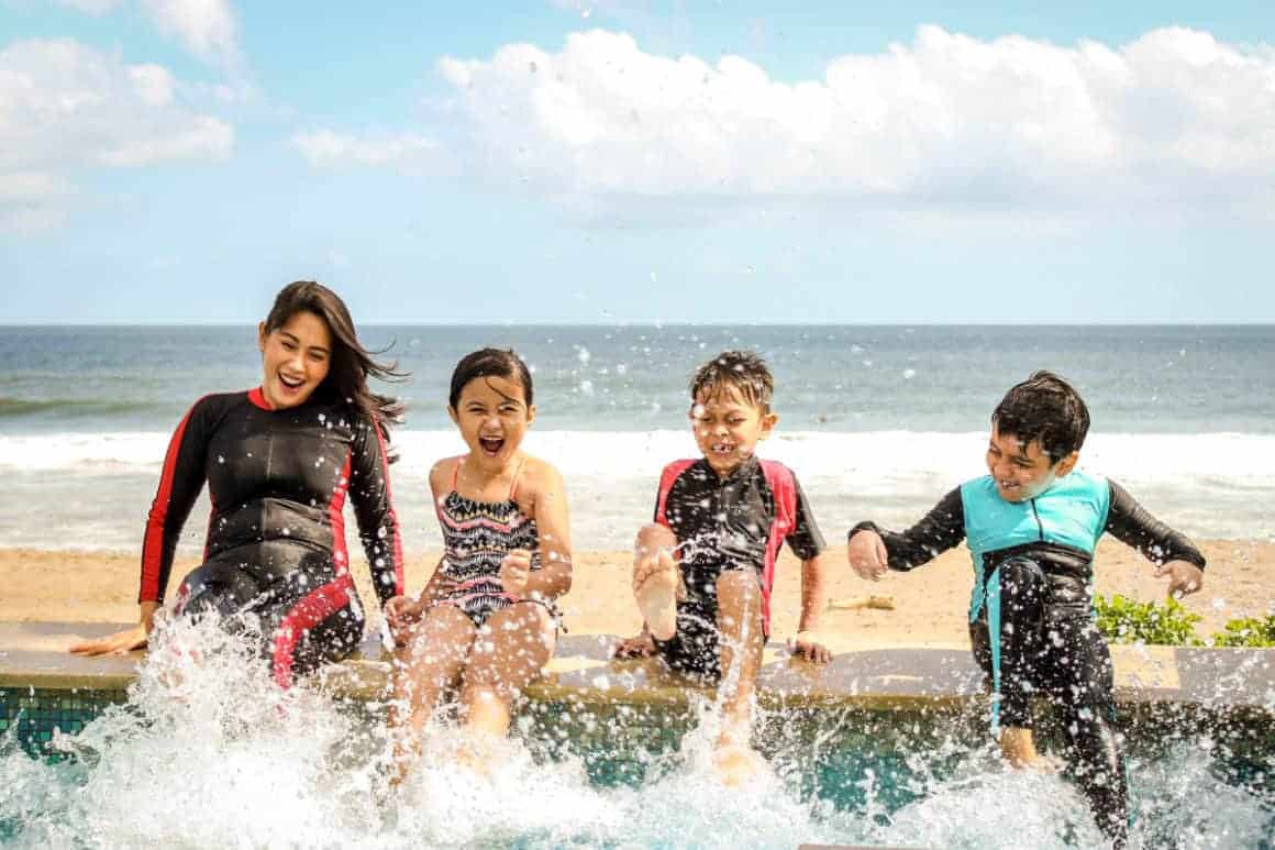 Family swimming