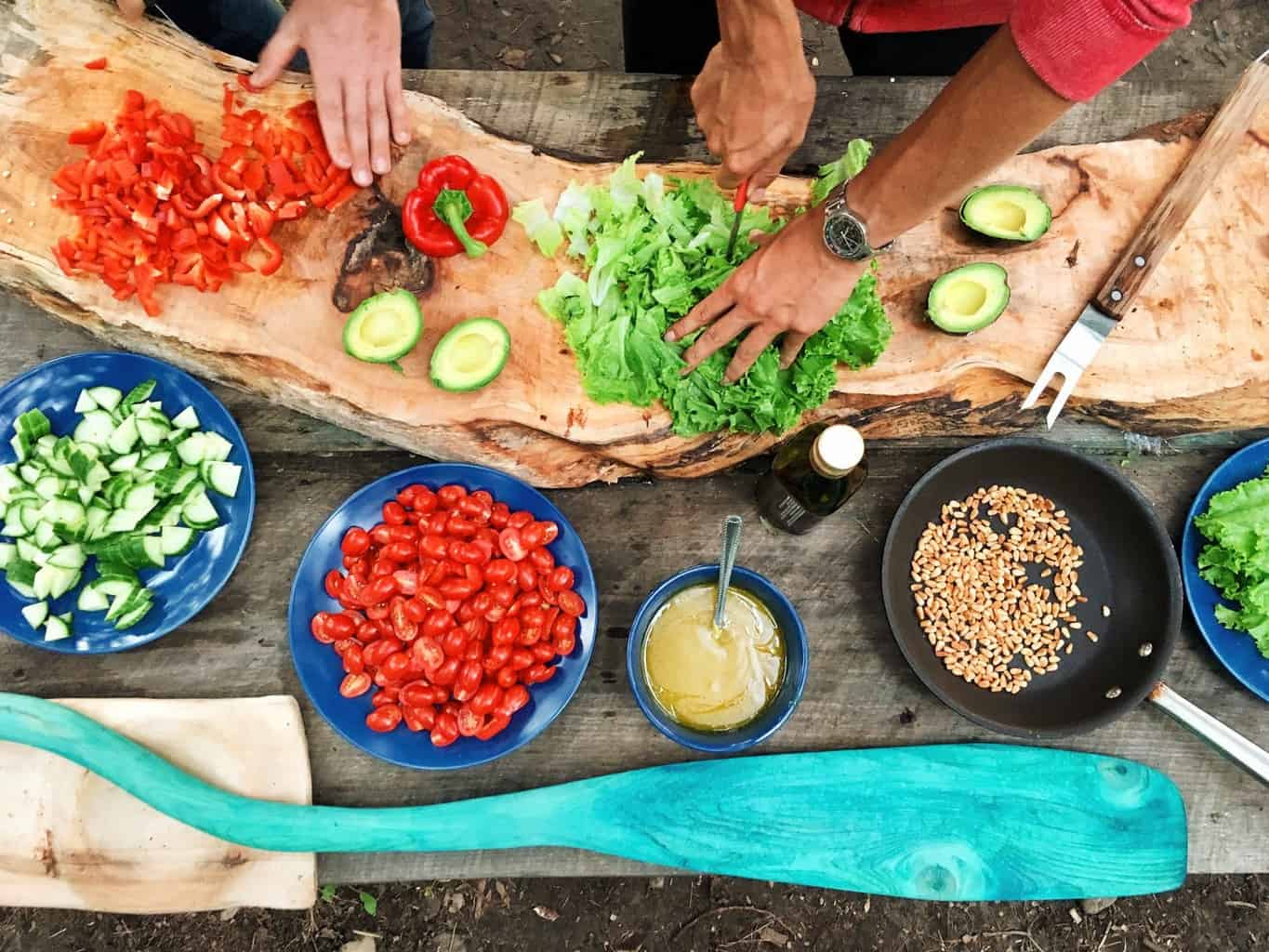 Preparing fresh salad