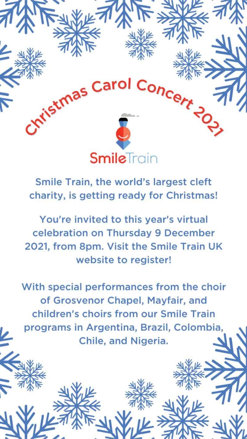 Your Invitation to the Smile Train Virtual Carol Concert 1