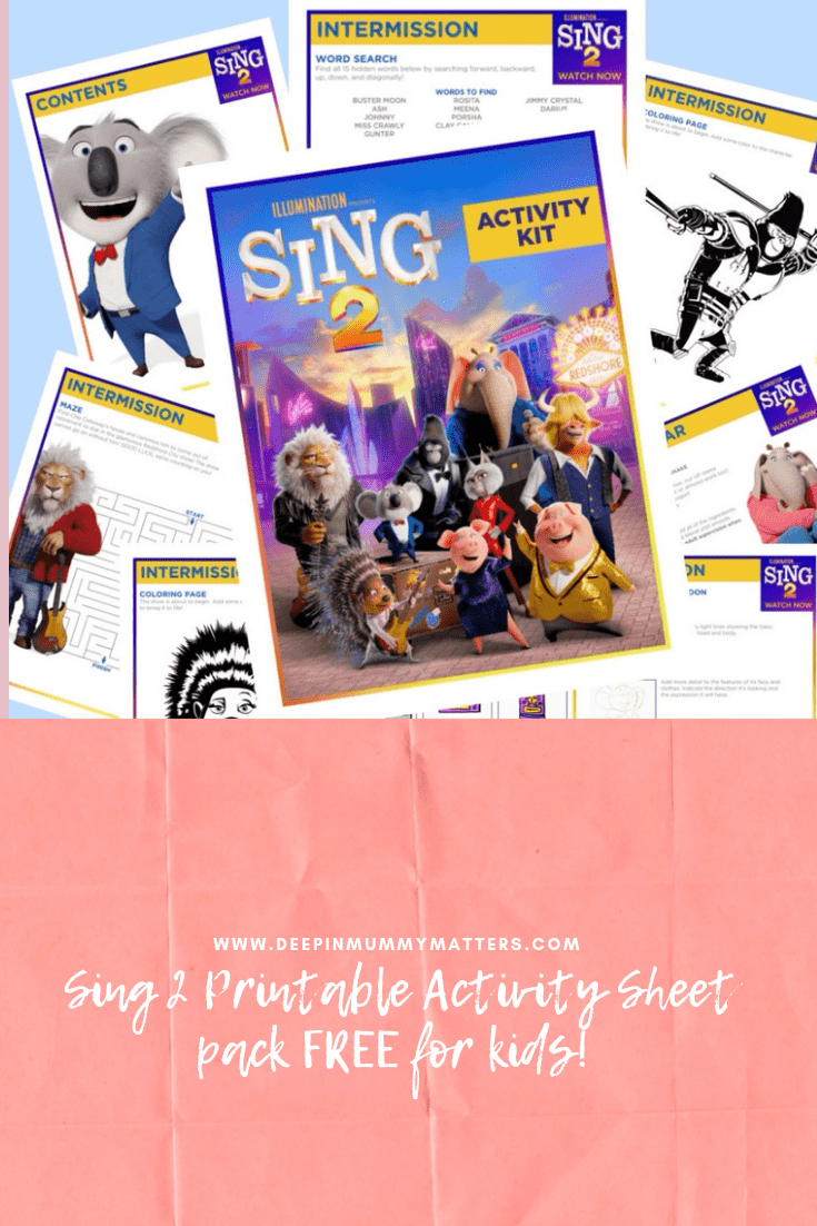 Sing 2 Printable Activity Sheet Pack FREE for Kids! 1