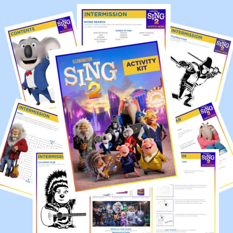 Sing 2 Activity Sheet Pack