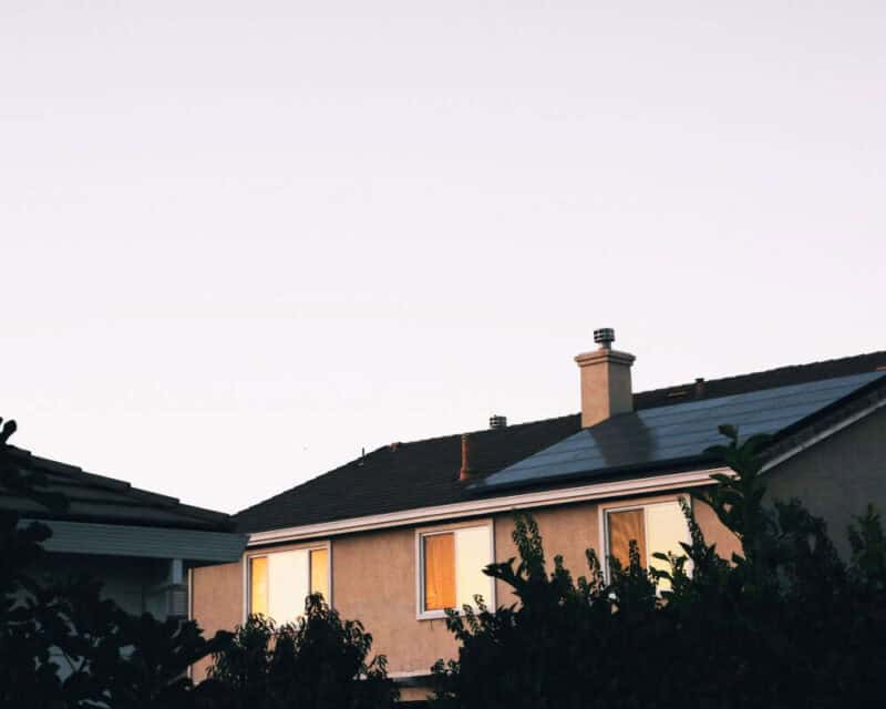 Solar panels on a house roof