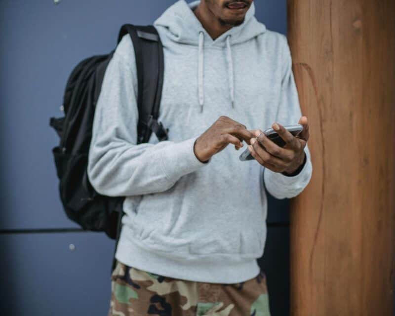 a man holding a phone