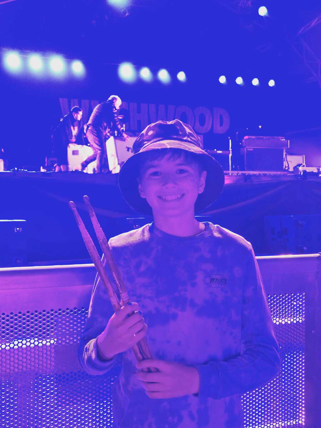 Ollie with Cat Myers drumsticks