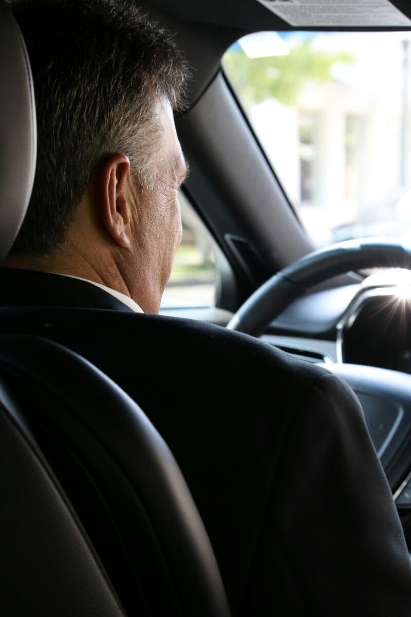 a man in a car